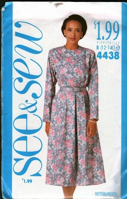 4438 Vintage Butterick Sewing Pattern Misses Loose Fitting Bodice Dress UNCUT FF