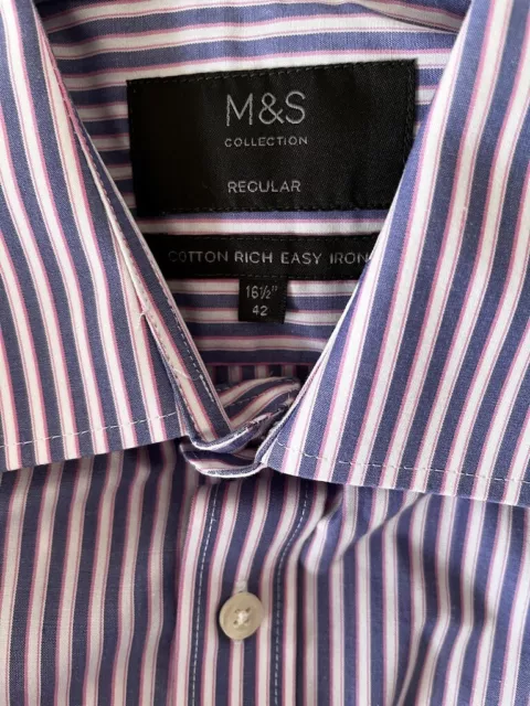 MEN'S SHIRT SIZE. REGULAR   PURPLE/PINK striped, long sleeves