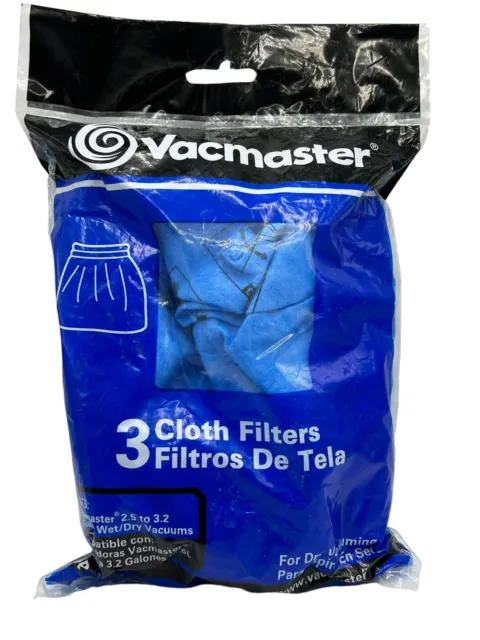 Vacmaster Cloth Filter fits 2.5 to 3.2 gallon Wet/Dry Vacs  3 Pack Model VRC2