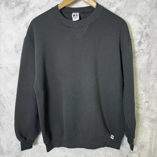 VINTAGE RUSSELL ATHLETIC Sweatshirt Mens Large L Black Crew Neck 90s ...