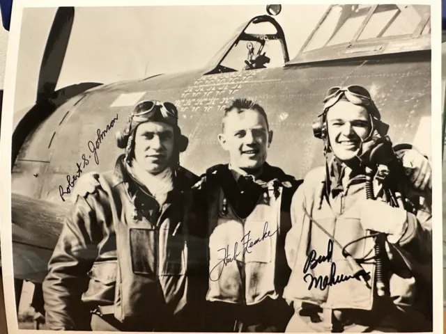 SIGNED 8x10 Photo, Signed By 3 Top Aces Of The 56th Fighter Group