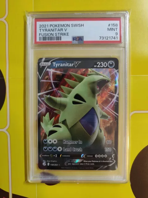 2021 Pokemon SWSH Fusion Strike Tyranitar V 158/264 PSA 9
