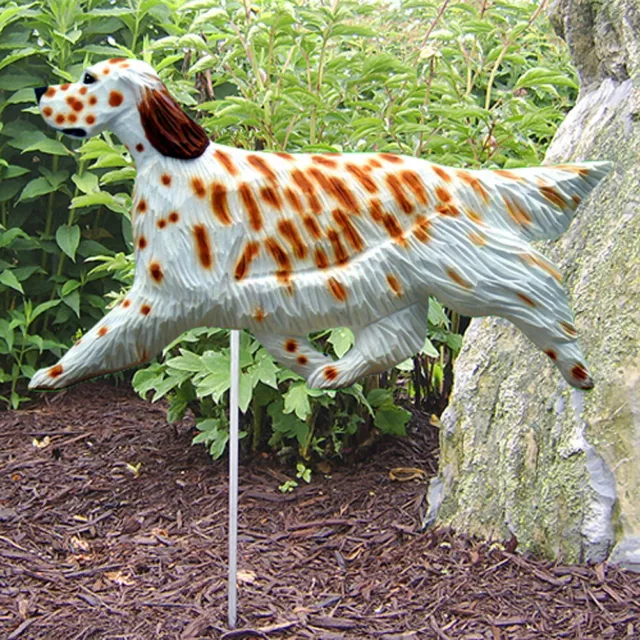 English Setter Outdoor Garden Dog Sign Hand Painted Figure Orange