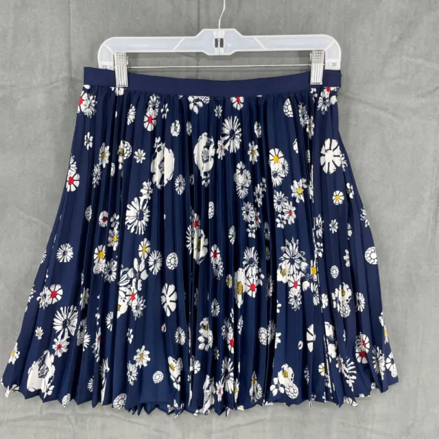 Jason Wu Skirt Womens 8 Navy Blue Floral Pleated Mini Length Zip