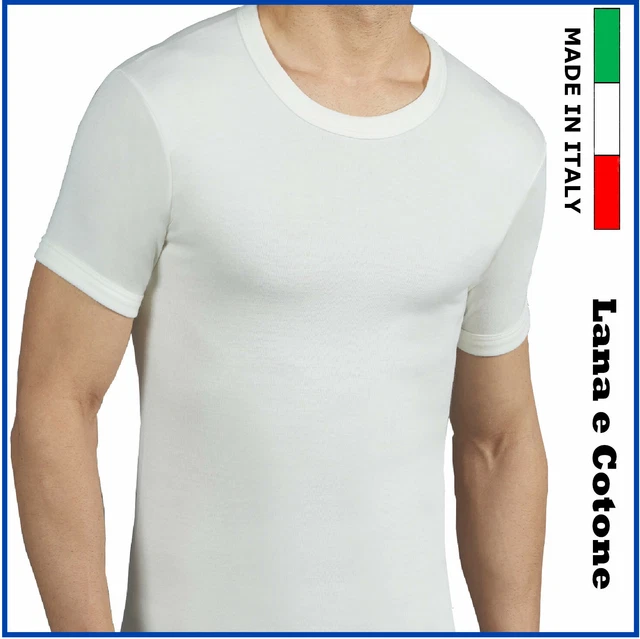 T-shirt da uomo intima taglie forti girocollo in lana e cotone maglia intimo