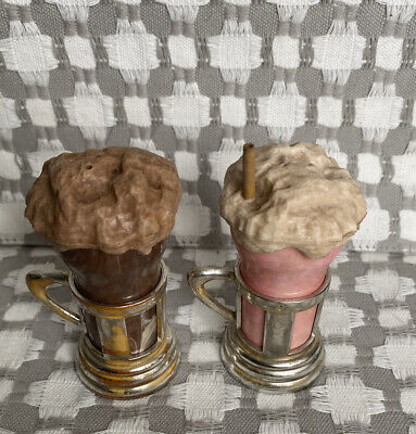 Vintage Milkshakes Salt and Pepper Shaker Plastic Strawberry Chocolate