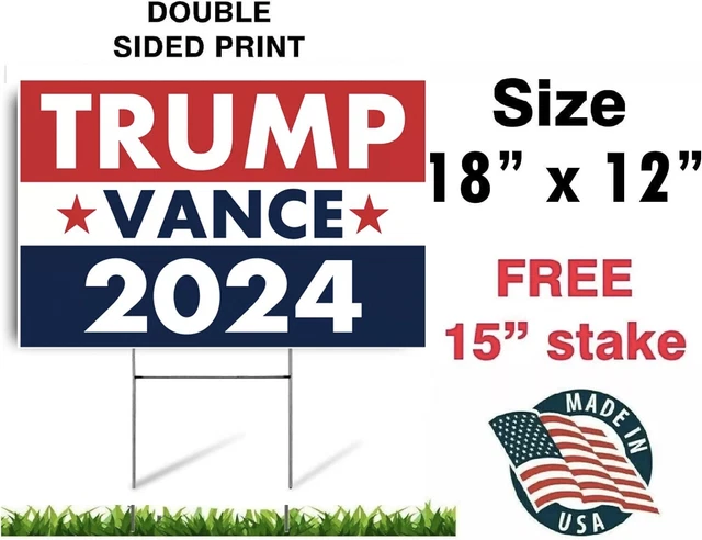 Vote Rump Sign DONALD TRUMP JD Vance 2024 Yard Sign 18