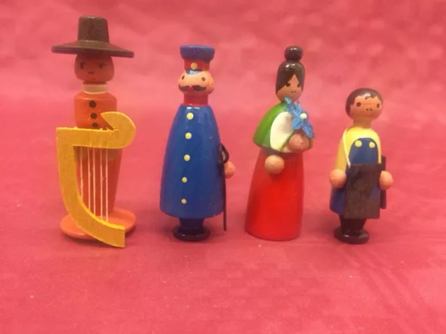 😍😍 4 Expertic Erzgebirge Holzfiguren Miniaturfiguren Handarbeit Rarität 😍😍