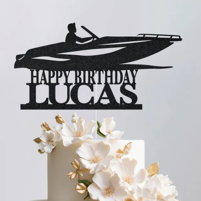 SPEED BOAT BIRTHDAY Cake Topper, Driving Boat Cake Topper, Speedboat Theme  Party £2.95 - PicClick UK