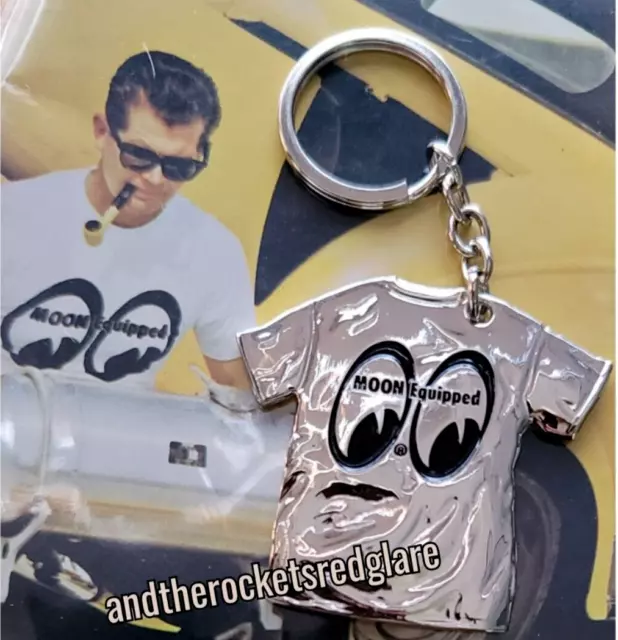 MOON KEYCHAIN mooneyes Chrome T-Shirt Hot Rod Custom key fob emblem tee key ring MOON KEYCHAIN mooneyes Chrome T-Shirt Hot Rod Custom key fob emblem tee key ring