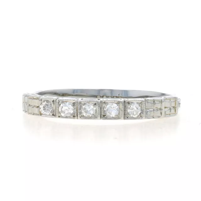 Weißgold Diamant Kunst Deko Five-Stone Ehering - 18k .15ctw Vintage Ring