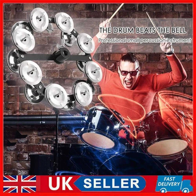 Drum Cymbals Hi Hat Tambourine Steel Bells with Row Jingles Portable Instrument