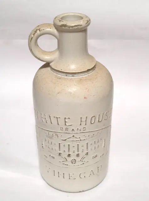White House Vinegar Vintage 1909 White / Clear Glass Bottle-Antique