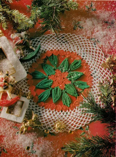 Holly Berries Doily SANTA CLAUS Xmas Tree Place Mats Ornaments Crochet Patterns