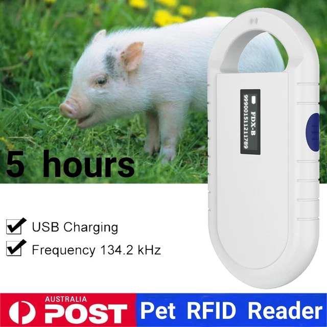 Portable RFID Microchip Handheld Pet Scanner ISO FDX-B Animal Chip ID Reader AU