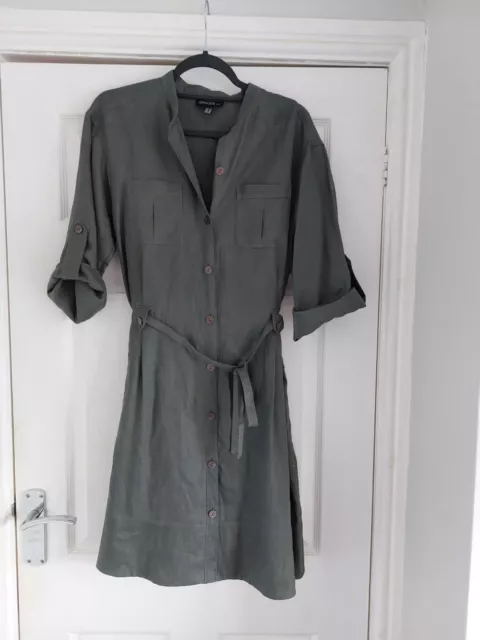 Episode Bis Kharki Linen Dress Size 10