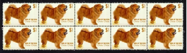 Chow Chow Year Of The Dog Strip Of 10 Mint Stamps 2