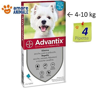 Advantix Bayer - 4 pipette per Cani da 4 kg fino a 10 kg  ( 4-10 kg )