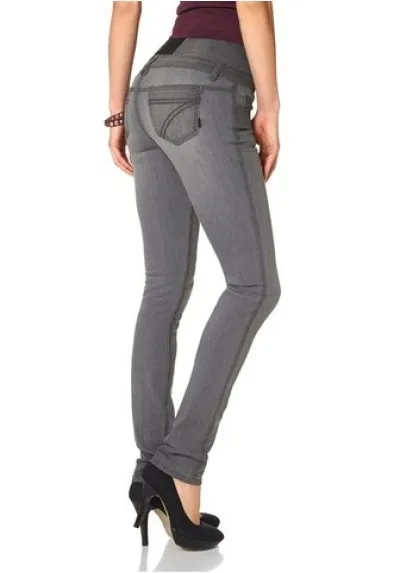 Arizona High Waist Stretch Jeans Gr.34,36,38 NEU Damen Slim Grau Hose Skinny L32