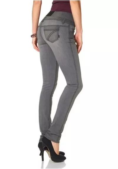 Arizona High Waist Stretch Jeans K-Gr.17-22 NEU Damen Slim Grau Hose Skinny L30