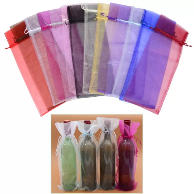 10pcs wine cellophane bags Sheer Organza Wine Bottle Cover Wrap Gift Bags