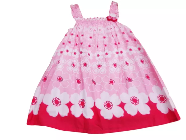 Abito estivo floreale nuovo con etichette per ragazze rosa fiore cotone 2-3 anni