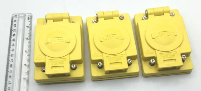 Leviton Lot of 3 Receptacle Cover Wetguard IP 66 Yellow 65W47 New Free Shipping