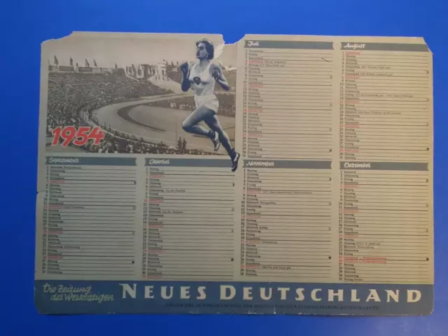 alter historischer Kalender DDR 1954 Neues Deutschland Zentralkomitees der SED g