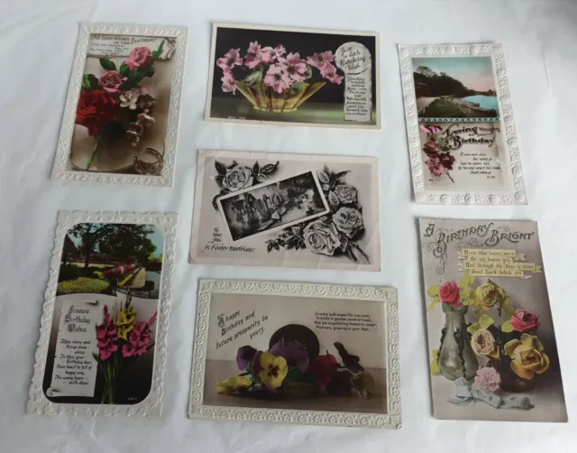 Vintage Birthday Cards Early Flowers Greetings Joblot