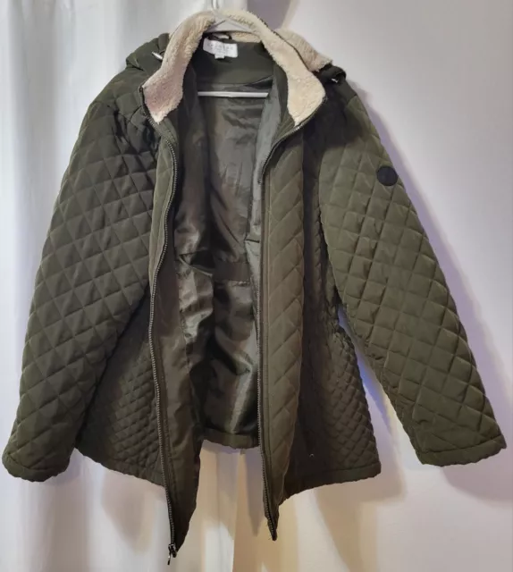 Laundry By Shelli Segal LA Women’s Quilted Jacket Hooded Green Sz 3XL- LR29