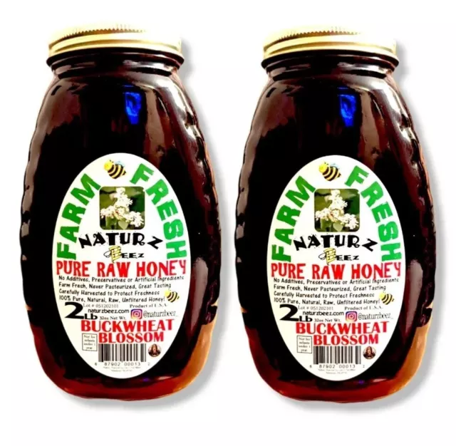 RAW BUCKWHEAT BLOSSOM HONEY 4LB (2 Pack) 100% PURE  UNFILTERED