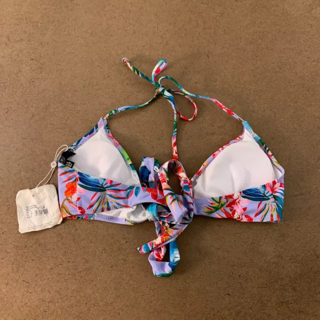 Missguided Women's Size 4 Blue Tropical Print Wrap Bikini Swim Top NWT 3