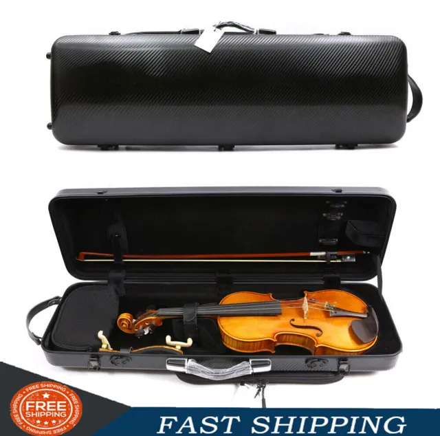 New Black Violin Case 4/4 Carbon Fiber Violin box Music sheet Bag Oblong Case