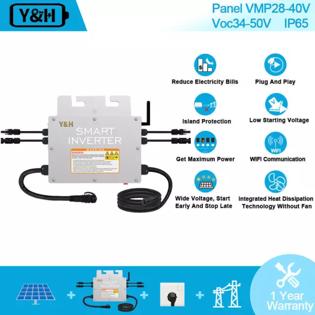 600W 700W WIFI Communication Grid Tie Microinverter Pure Sine Wave MPPT DC18-50V