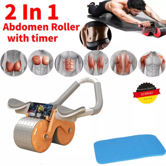 Neue Roller Home Bauchtrainer Automatisches Rebound-Bauchrad Anti Bauchrad +PAD