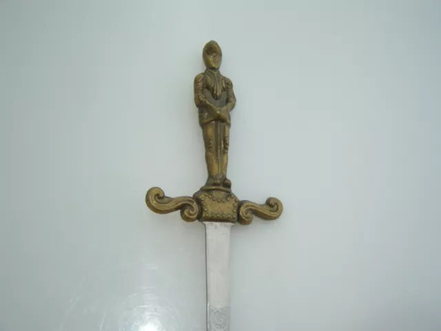 Sword Knight Gothic Renaissance Letter Opener 12 1/4" Brass Metal Guard Templar