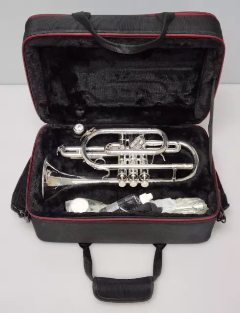 Besson London Prodige Cornet BE120 Key Bb 5" Bell Brass Silver Plated w/ Case