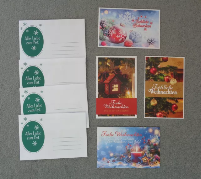 4 Briefkarten mit Briefumschlag  Frohe Weihnachten