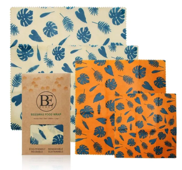 BURER Food Wrap Assorted 4 Pack,Beeswax Food Wrap,Beeswax Wrap,Food Wraps New