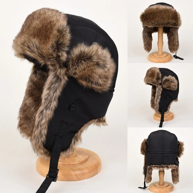 Winter Walking Hat for Men with PU Fleece Lining Waterproof Ear Protection