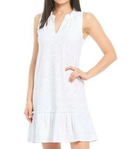 NWT Michael Kors Women's white Sleeveless Shift Dress Sz XS crop waist eyelet