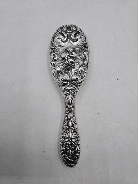 INCREDIBLE ANTIQUE UNGER Brothers Sterling Silver Art Noveau Hair Brush ...