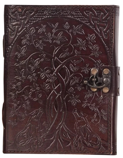 HANDMADE LEATHER DIARY Embossed with Antique Designs and Lock Travel ...