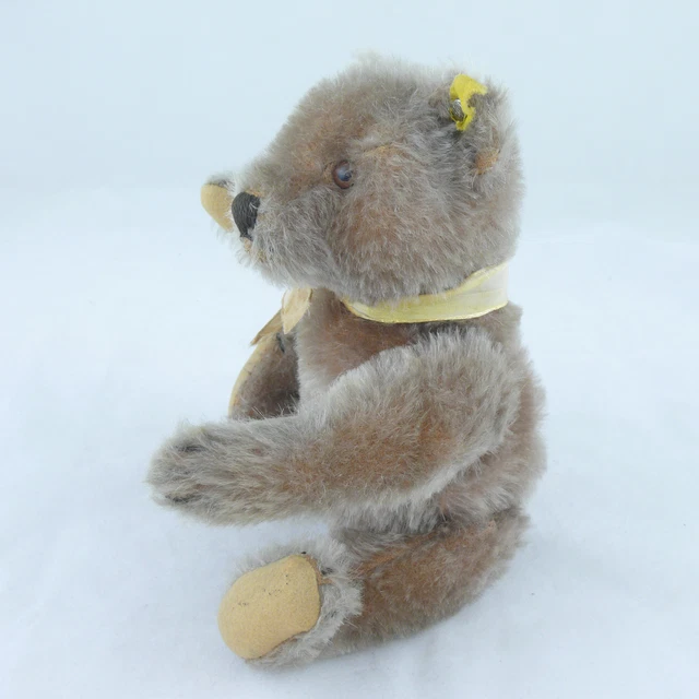 1950's STEIFF TEDDY BEAR, 9 INCHES TALL, TAN MOHAIR, RAISED SCRIPT BUTTON