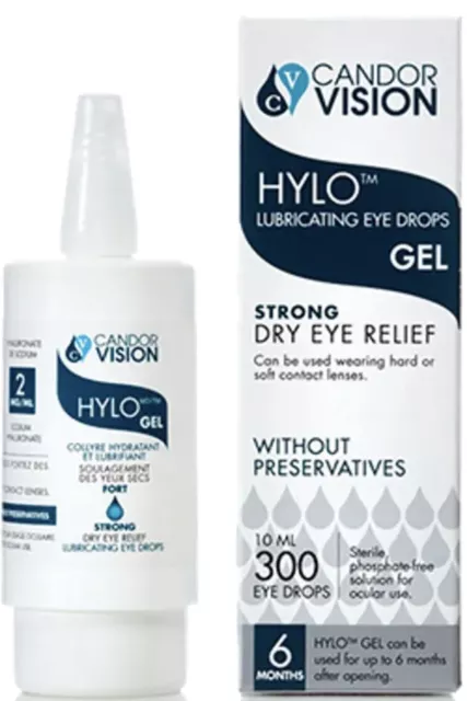 HYLO GEL Lubricant Eye Drops Strong Dry Eye Relief 10ML -Product of Germany 5/25