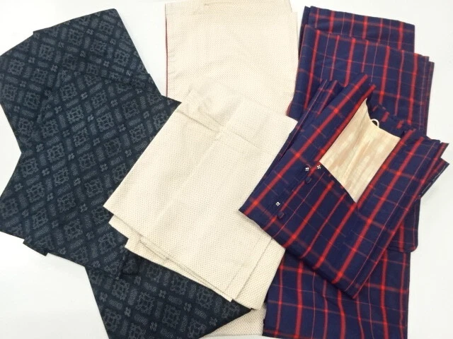 42275# Japanese Kimono / Antique Ensemble Kimono / Set Of 3