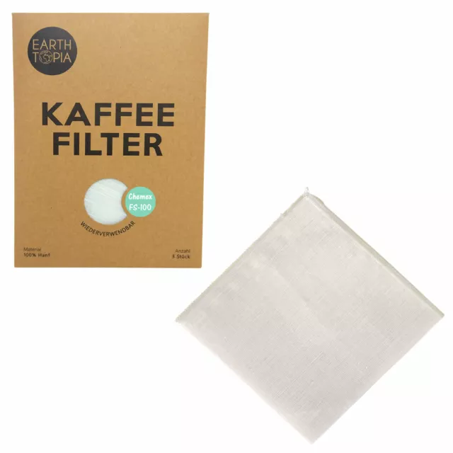 EARTHTOPIA 3 Stk wiederverwendbare Kaffeefilter Stoff Chemex 6-10 Tassen FS-100