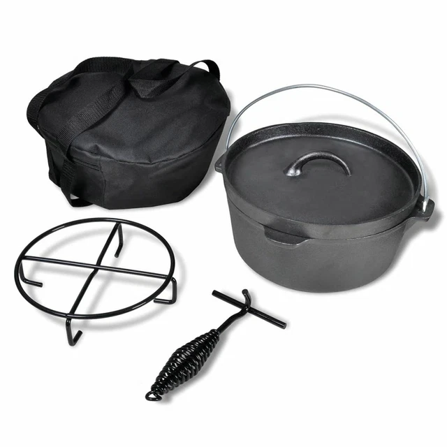 BBQ Dutch Oven 9QT Kochtopf Kessel Gusseisen Holländischer Ofen Topf 4,2 L H9F6