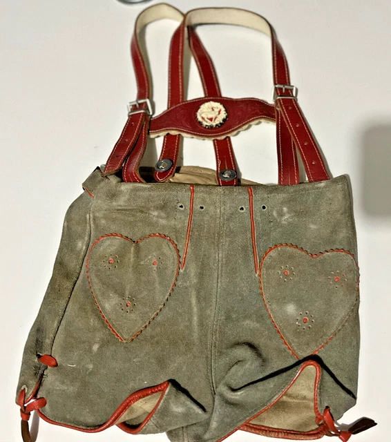 Vintage Baby Lederhosen German size infant Brown Child’s Leather Stassny Kinder