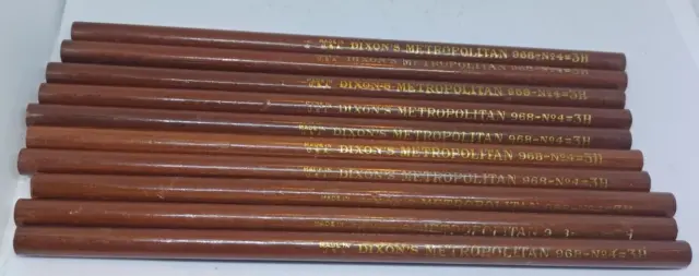 10 Vintage Dixon Metropolitan 968-No 4 3H Pencils Unused USA VERY RARE